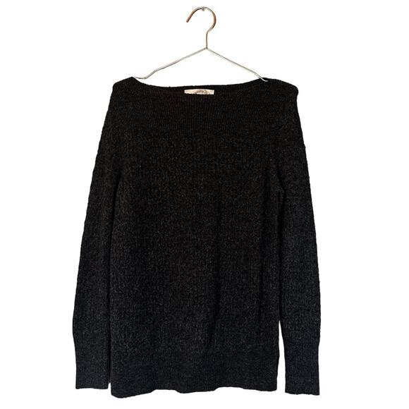 Loft dark gray boat neck sweater with silted sides size medium lighter weight - Picture 1 of 7